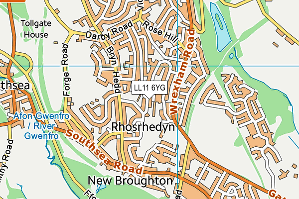 LL11 6YG map - OS VectorMap District (Ordnance Survey)