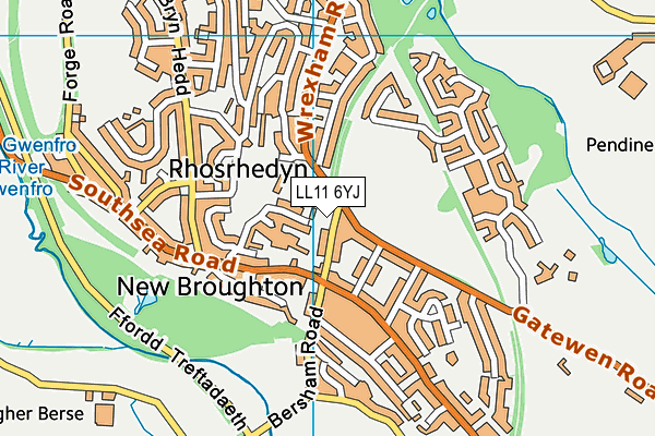 LL11 6YJ map - OS VectorMap District (Ordnance Survey)