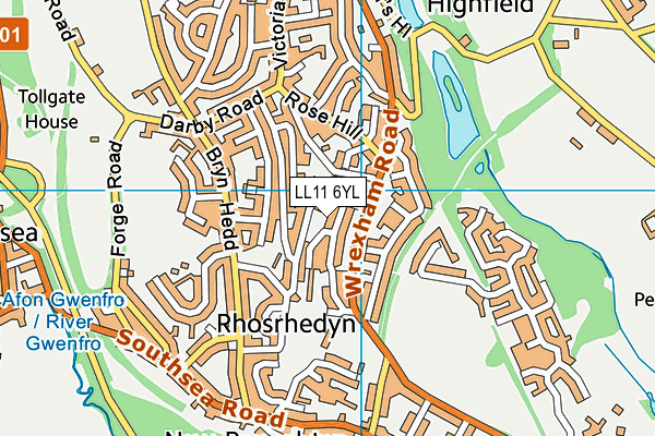 LL11 6YL map - OS VectorMap District (Ordnance Survey)