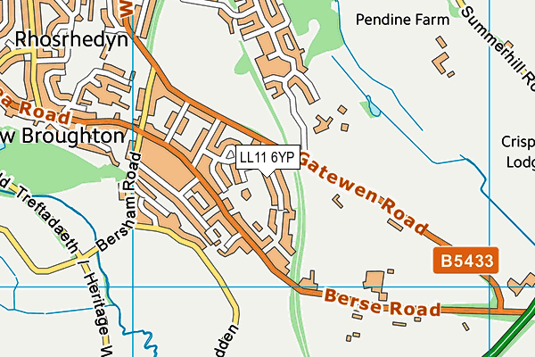 LL11 6YP map - OS VectorMap District (Ordnance Survey)