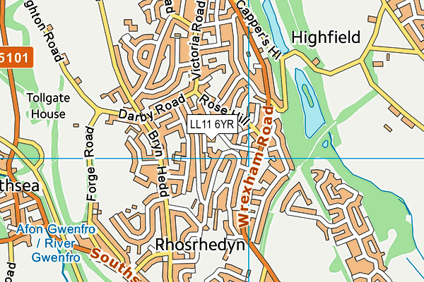 LL11 6YR map - OS VectorMap District (Ordnance Survey)