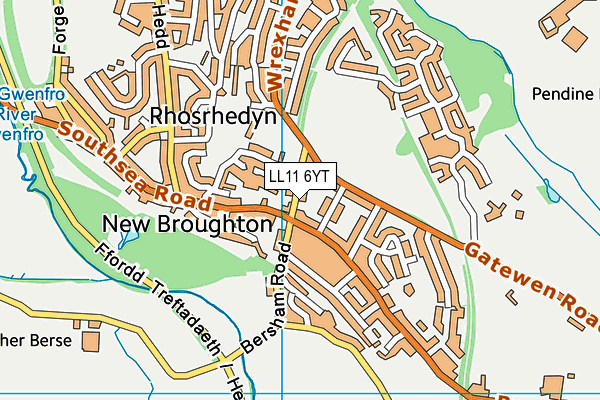LL11 6YT map - OS VectorMap District (Ordnance Survey)