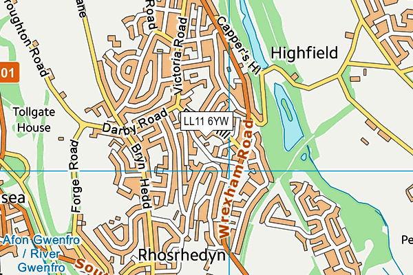 LL11 6YW map - OS VectorMap District (Ordnance Survey)