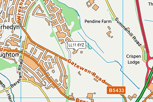 LL11 6YZ map - OS VectorMap District (Ordnance Survey)