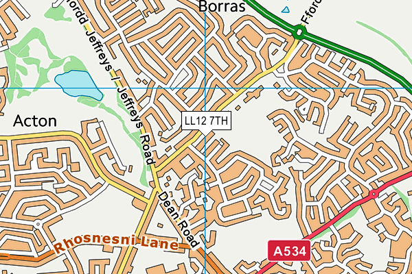 Borras Park Community Primary School map (LL12 7TH) - OS VectorMap District (Ordnance Survey)