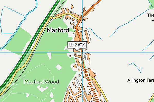 LL12 8TX map - OS VectorMap District (Ordnance Survey)