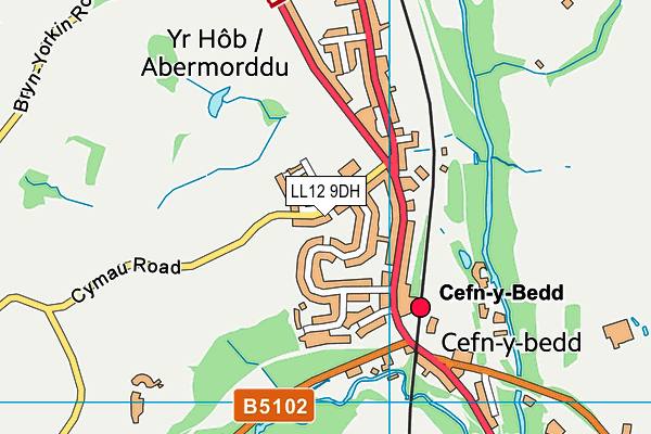Abermorddu C.P. School map (LL12 9DH) - OS VectorMap District (Ordnance Survey)