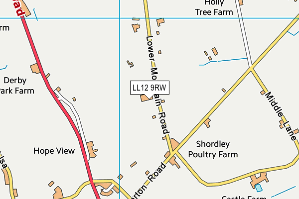 LL12 9RW map - OS VectorMap District (Ordnance Survey)