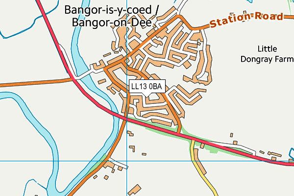 LL13 0BA map - OS VectorMap District (Ordnance Survey)
