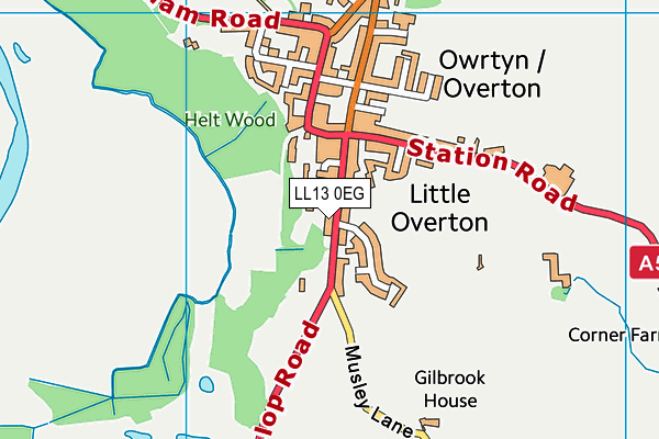 LL13 0EG map - OS VectorMap District (Ordnance Survey)