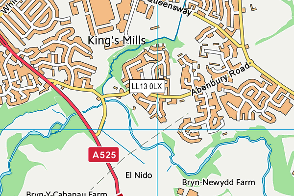 LL13 0LX map - OS VectorMap District (Ordnance Survey)