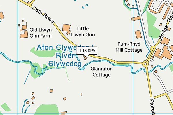 LL13 0PA map - OS VectorMap District (Ordnance Survey)