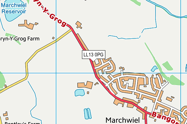 LL13 0PG map - OS VectorMap District (Ordnance Survey)