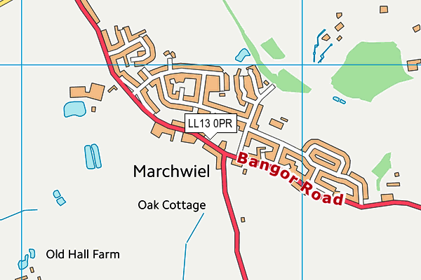 LL13 0PR map - OS VectorMap District (Ordnance Survey)