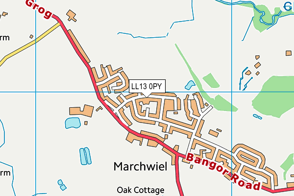 LL13 0PY map - OS VectorMap District (Ordnance Survey)
