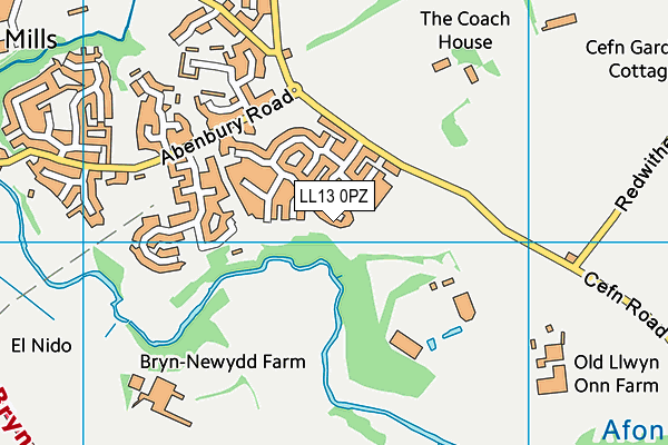 LL13 0PZ map - OS VectorMap District (Ordnance Survey)