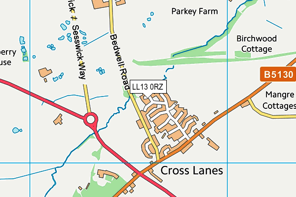 LL13 0RZ map - OS VectorMap District (Ordnance Survey)