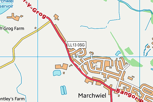 LL13 0SG map - OS VectorMap District (Ordnance Survey)