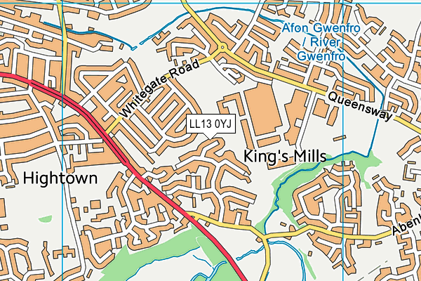 LL13 0YJ map - OS VectorMap District (Ordnance Survey)