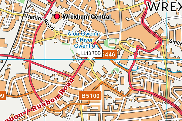 LL13 7DD map - OS VectorMap District (Ordnance Survey)