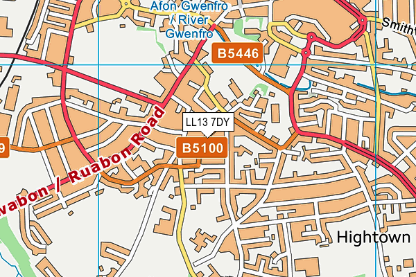 LL13 7DY map - OS VectorMap District (Ordnance Survey)