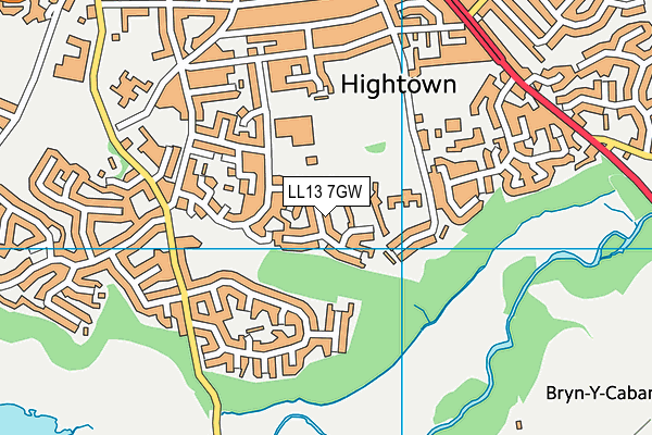 LL13 7GW map - OS VectorMap District (Ordnance Survey)