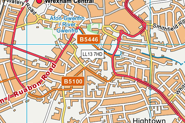 LL13 7HD map - OS VectorMap District (Ordnance Survey)