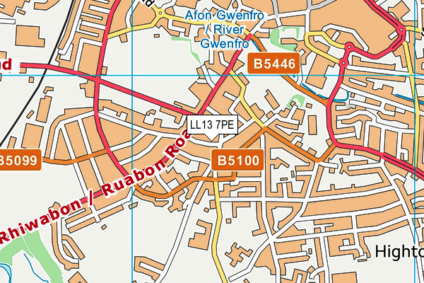 LL13 7PE map - OS VectorMap District (Ordnance Survey)