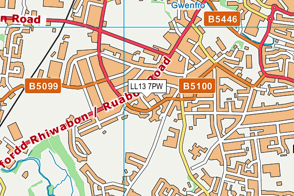 LL13 7PW map - OS VectorMap District (Ordnance Survey)
