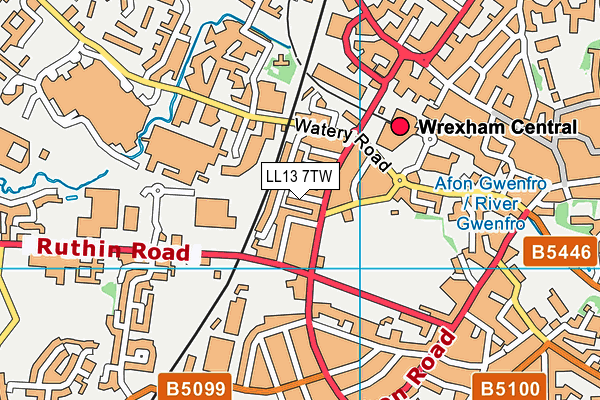 LL13 7TW map - OS VectorMap District (Ordnance Survey)