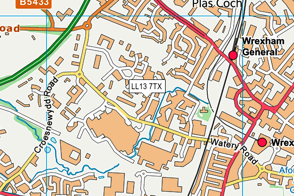 LL13 7TX map - OS VectorMap District (Ordnance Survey)