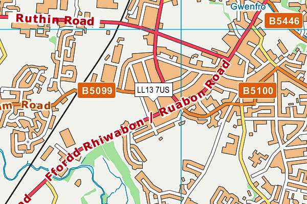 LL13 7US map - OS VectorMap District (Ordnance Survey)