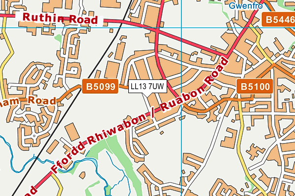 LL13 7UW map - OS VectorMap District (Ordnance Survey)