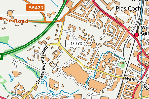 LL13 7YX map - OS VectorMap District (Ordnance Survey)