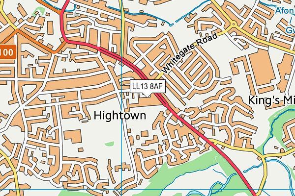 LL13 8AF map - OS VectorMap District (Ordnance Survey)