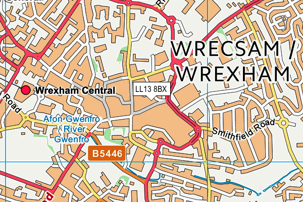 LL13 8BX map - OS VectorMap District (Ordnance Survey)