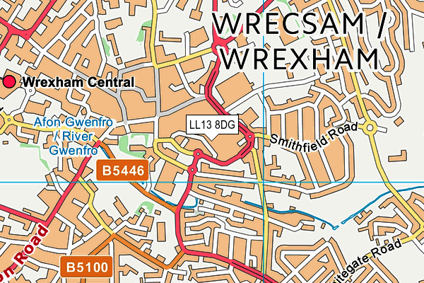 LL13 8DG map - OS VectorMap District (Ordnance Survey)