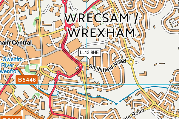 LL13 8HE map - OS VectorMap District (Ordnance Survey)