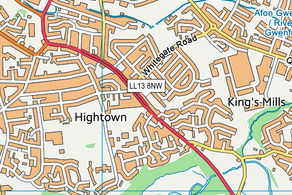 LL13 8NW map - OS VectorMap District (Ordnance Survey)