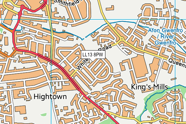 LL13 8PW map - OS VectorMap District (Ordnance Survey)