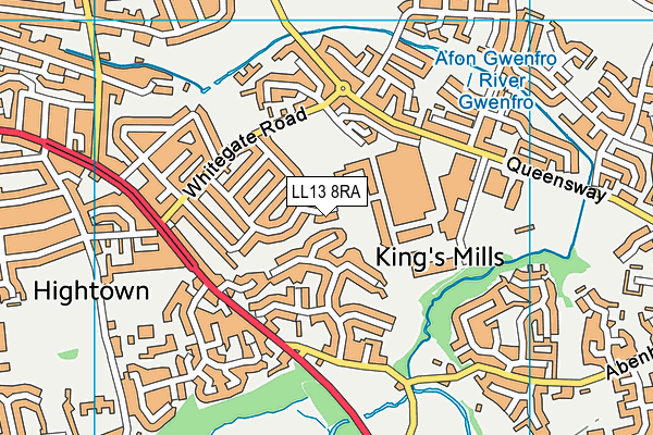 LL13 8RA map - OS VectorMap District (Ordnance Survey)