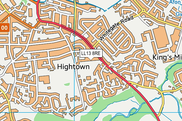 LL13 8RE map - OS VectorMap District (Ordnance Survey)