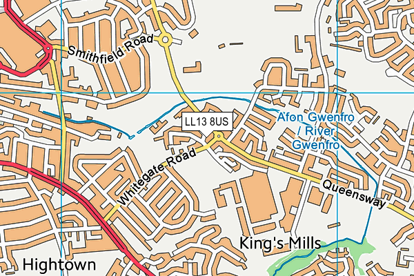 LL13 8US map - OS VectorMap District (Ordnance Survey)