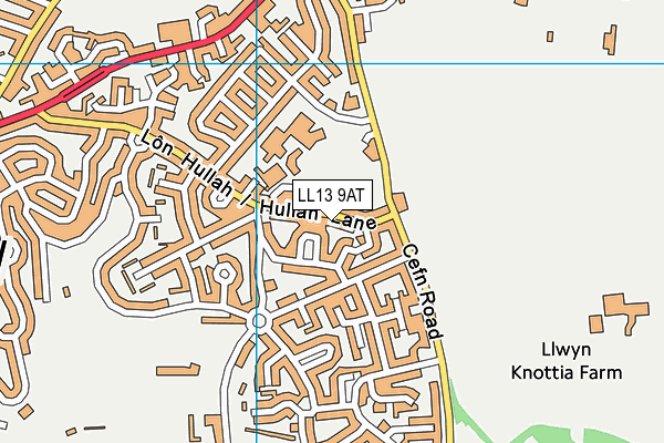 LL13 9AT map - OS VectorMap District (Ordnance Survey)