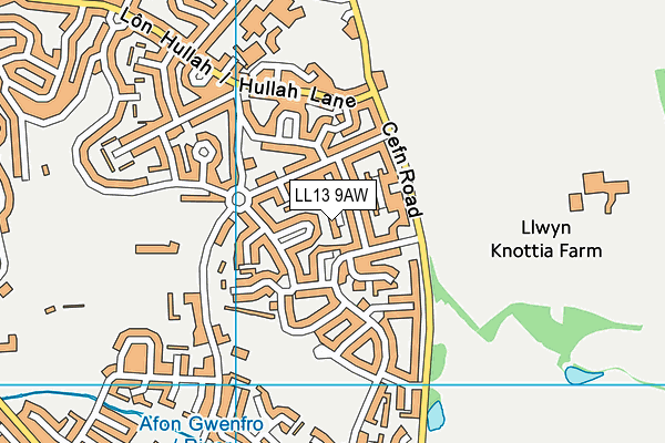 LL13 9AW map - OS VectorMap District (Ordnance Survey)