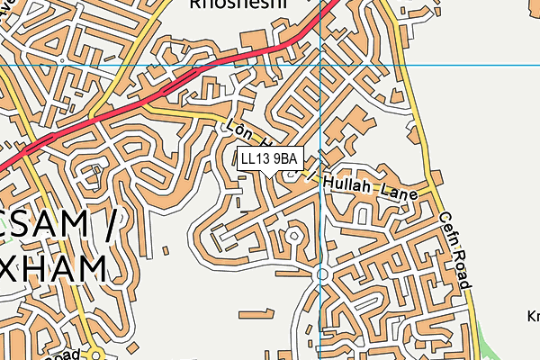 LL13 9BA map - OS VectorMap District (Ordnance Survey)