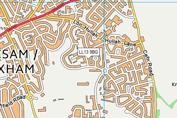 LL13 9BG map - OS VectorMap District (Ordnance Survey)