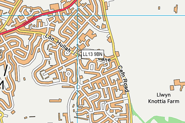 LL13 9BN map - OS VectorMap District (Ordnance Survey)