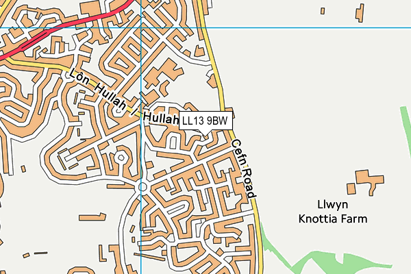 LL13 9BW map - OS VectorMap District (Ordnance Survey)