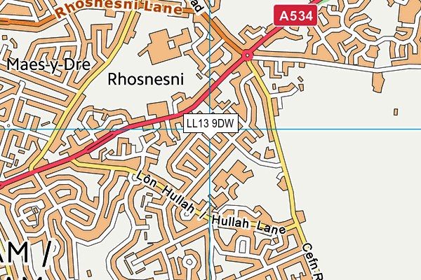 LL13 9DW map - OS VectorMap District (Ordnance Survey)